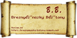 Breznyánszky Bátony névjegykártya